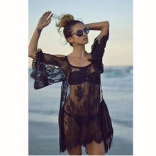 Load image into Gallery viewer, TOKITIND Saida De Praia Beach Cover Up Pareo Playa Coverup Dress Vestido Livre Swimsuit Wear Swimwear White Lace Women Beachwear