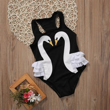 Load image into Gallery viewer, 2-7T Hot Summer Children Kids Swimwear Girls 3D Swan Print One Pieces Swimsuit Flower Halter Beach Pool Swimwear Bathing Suit