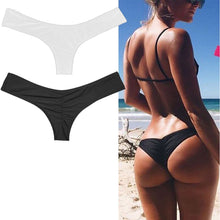 Load image into Gallery viewer, 2017 Bikini Women Swimsuit Solid Color Bikini Set Brazilian Cheeky Bottom Thong V Swimwear Panties Briefs