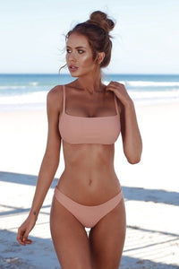 2018 New Summer Women Solid Bikini Set Push-up Unpadded Bra Swimsuit Swimwear Triangle Bather Suit Swimming Suit biquini