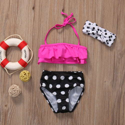 Little Girls Two-piece Polka Dots Swimsuit Kids Baby Girl Bikini Suit Swimwear Bathing Swimming Swimmer Costume Clothes