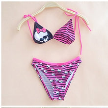 Load image into Gallery viewer, Little Horse Girls Swimsuit Blue Striped Swimwear For Children Infantil Girls Bikini Suit Bathing Beach Swimsuit Girls G3-SW601