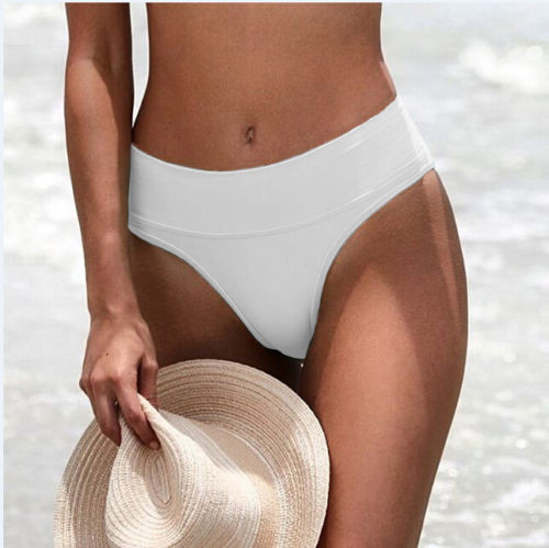 Sexy Women Bikini Thong Bottom Plain Solid Color Brazilian High Waist Swimwear Beachwear Bathing