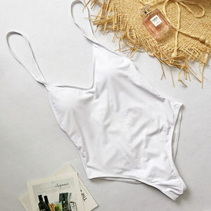 Summer Swimwear Women Sling Backless One Piece Slim Swimsuit Multi-choice Solid Bathing Suits Bikini Padded Beachwear 7 colors
