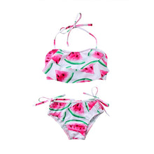 Load image into Gallery viewer, 2018 New Summer Child Watermelon Swimwear 2Pcs Kids Girls Halter Ruffles Swimwear Swimsuit Briefs Beachwear Bathing