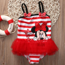 Load image into Gallery viewer, Child Baby Kids Girl Striped Minnie One Piece Swimsuit Swimwear Monokini Bikini Bathing Suit