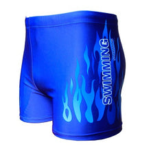 Load image into Gallery viewer, Flame Pattern Men Male Swimming Swimwear Boxer Shorts Bathing Suit Trunks Swim Black Blue Beach Wear Briefs Swimsuit Beachwear