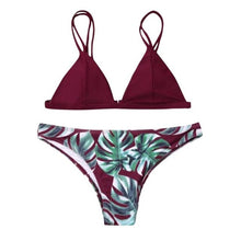 Load image into Gallery viewer, 5 Color!! Sexy Swimwear Women Bikini Set Print Leaves Push-Up Padded Swimsuit Low Waist Bathing Beachwear Biquini Swimsuit 15