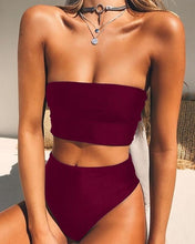 Load image into Gallery viewer, High Leg Bandeau bikini set Swimwear female two pieces swimsuit High Waist Bikini Women Bathing Suit biquini
