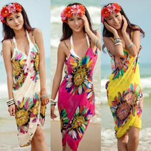 Load image into Gallery viewer, Women Beach Dress Sexy Sling Beach Wear Dress Sarong Bikini Cover-ups Wrap Pareo Skirts Towel Open-Back Swimwear #829