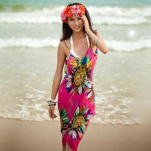 Load image into Gallery viewer, Women Beach Dress Sexy Sling Beach Wear Dress Sarong Bikini Cover-ups Wrap Pareo Skirts Towel Open-Back Swimwear #829