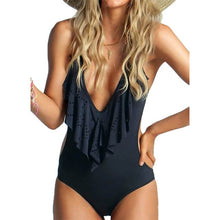 Load image into Gallery viewer, 2018 New Sexy Off The Shoulder Solid Swimwear Women One Piece Swimsuit Female Bathing Suit Ruffle Monokini Swim Wear XL