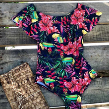 Load image into Gallery viewer, 2018 New Sexy Off The Shoulder Solid Swimwear Women One Piece Swimsuit Female Bathing Suit Ruffle Monokini Swim Wear XL
