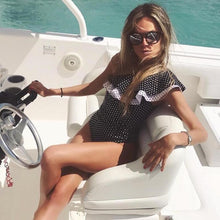Load image into Gallery viewer, 2018 New Sexy Off The Shoulder Solid Swimwear Women One Piece Swimsuit Female Bathing Suit Ruffle Monokini Swim Wear XL