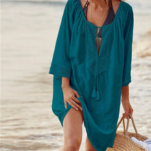 Load image into Gallery viewer, 2019 Cotton Tunics for Beach Women Swimsuit Cover up Woman Swimwear Beach Cover up Beachwear Pareo Beach Dress Saida de Praia