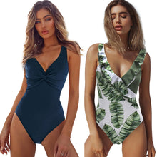 Load image into Gallery viewer, 2017 Swimsuit Women One Piece Monokini Vintage Swimwear Slimming Bodysuit Female Black Bathing Suit Wide Strap Deep V Beach Wear