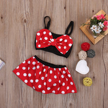 Load image into Gallery viewer, Baby Girl Bikini Set Swimwear Bownot Dot BIkini set Strappy Ruffled Swimming Swimsuit Costume Bathing