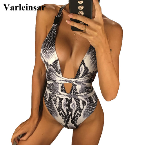 DIY Long Strap Wrap Around 2019 Women Swimwear One Piece Swimsuit Female Bather Leopard Printed Bathing Suit Swim Lady V852