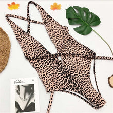 Load image into Gallery viewer, DIY Long Strap Wrap Around 2019 Women Swimwear One Piece Swimsuit Female Bather Leopard Printed Bathing Suit Swim Lady V852