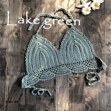 Load image into Gallery viewer, 2019 Handmade Crochet Women Bikini Top Boho Beach Bralette Solid Halter Knitted Swimsuit Brazilian Bikinis Bathing Suit Top