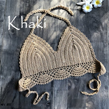 Load image into Gallery viewer, 2019 Handmade Crochet Women Bikini Top Boho Beach Bralette Solid Halter Knitted Swimsuit Brazilian Bikinis Bathing Suit Top