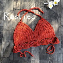 Load image into Gallery viewer, 2019 Handmade Crochet Women Bikini Top Boho Beach Bralette Solid Halter Knitted Swimsuit Brazilian Bikinis Bathing Suit Top