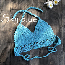 Load image into Gallery viewer, 2019 Handmade Crochet Women Bikini Top Boho Beach Bralette Solid Halter Knitted Swimsuit Brazilian Bikinis Bathing Suit Top