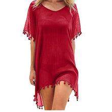 Load image into Gallery viewer, 2019 New Chiffon Tassels Beach Wear Women Swimsuit Cover Up Swimwear Bathing Suits Summer Mini Dress Loose Solid Pareo Cover Ups