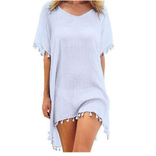 Load image into Gallery viewer, 2019 New Chiffon Tassels Beach Wear Women Swimsuit Cover Up Swimwear Bathing Suits Summer Mini Dress Loose Solid Pareo Cover Ups