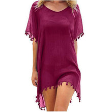Load image into Gallery viewer, 2019 New Chiffon Tassels Beach Wear Women Swimsuit Cover Up Swimwear Bathing Suits Summer Mini Dress Loose Solid Pareo Cover Ups