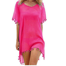 Load image into Gallery viewer, 2019 New Chiffon Tassels Beach Wear Women Swimsuit Cover Up Swimwear Bathing Suits Summer Mini Dress Loose Solid Pareo Cover Ups