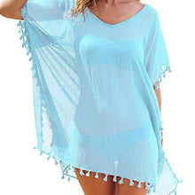 Load image into Gallery viewer, 2019 New Chiffon Tassels Beach Wear Women Swimsuit Cover Up Swimwear Bathing Suits Summer Mini Dress Loose Solid Pareo Cover Ups