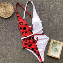 Load image into Gallery viewer, DIY Long Strap Wrap Around 2019 Women Swimwear One Piece Swimsuit Female Bather Leopard Printed Bathing Suit Swim Lady V852