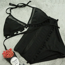 Load image into Gallery viewer, 2019 Sexy Halter Retro Mesh Hollow Out String Biquini Bathing Suit Female Swimsuit High Waist Plus Size Swimwear Women Bikini