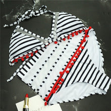 Load image into Gallery viewer, 2019 Sexy Halter Retro Mesh Hollow Out String Biquini Bathing Suit Female Swimsuit High Waist Plus Size Swimwear Women Bikini