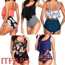 Load image into Gallery viewer, Bikinis Women Swimwear High Waist Swimsuit Spaghetti Strap Sexy Floral Two-Piece Suits Retro Bathing Suit Plus Size Swimwear XXL
