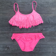 Load image into Gallery viewer, 2019 Girl Swimsuit Two Pieces Children's Swimwear Swim Suits Children Split Hollow Falbala Bikini Sets Bathing Suit G1-CZ912