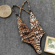 Load image into Gallery viewer, DIY Long Strap Wrap Around 2019 Women Swimwear One Piece Swimsuit Female Bather Leopard Printed Bathing Suit Swim Lady V852