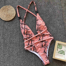 Load image into Gallery viewer, DIY Long Strap Wrap Around 2019 Women Swimwear One Piece Swimsuit Female Bather Leopard Printed Bathing Suit Swim Lady V852