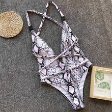Load image into Gallery viewer, DIY Long Strap Wrap Around 2019 Women Swimwear One Piece Swimsuit Female Bather Leopard Printed Bathing Suit Swim Lady V852