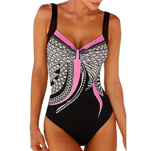 Swimwear Women 2019 One Piece Swimsuit Push Up Vintage Retro Bathing Suits Swimming Suit for Beach Wear Plus Size Swimwear S-2XL