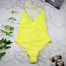 Load image into Gallery viewer, 2019 women Swimwear Sexy high cut one piece swimsuit Backless swim suit Black White Red  thong Bathing suit female Monokini 2741