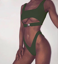 Load image into Gallery viewer, 2018 Sexy Bikini Swimwear Women Swimsuit Brazilian Bikini Set Green Print Halter Top Beach wear Bathing Suits S-XL