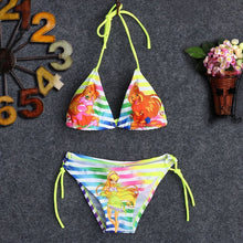 Load image into Gallery viewer, Beauty Mermaid Girls Halter One-Piece Suits Cartoon Print Tankini Swimsuit Children Summer  Swimwear Swimming Costume Bathing