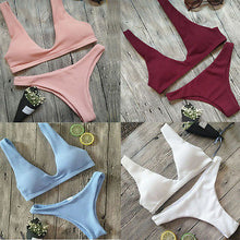 Load image into Gallery viewer, Hot 2019 New Sexy Women Bikini Set Swimwear Bandage Monokini Push Up Padded solid Swimsuit Bathing Beachwear