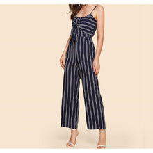 Load image into Gallery viewer, Summer Sleeveless Blue playsuits Backless Stripe Cover Ups Women Sexy Party Clubwear bodysuits Casual Bowtie Overalls Jumpsuit