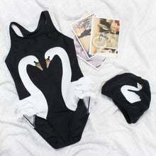 Load image into Gallery viewer, Girls Swimwear Cute Kids Swimsuit with Swimming Cap Swan Flamingo 2019 baby girl bathing suit One Pieces Swim Wear For Children