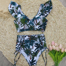 Load image into Gallery viewer, High Waist Swimwear Women Swimsuit 2018 Bikini Bandage Bikinis Set Padded Bathing Suit New Leaf Print Biquini Maillot de bain
