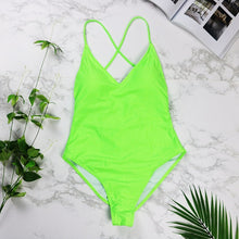 Load image into Gallery viewer, 2019 women Swimwear Sexy high cut one piece swimsuit Backless swim suit Black White Red  thong Bathing suit female Monokini 2741