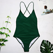 Load image into Gallery viewer, 2019 women Swimwear Sexy high cut one piece swimsuit Backless swim suit Black White Red  thong Bathing suit female Monokini 2741